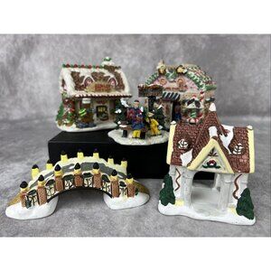 Christmas Village Building & Figure Lot Of 5 Generic / Gingerfrost
